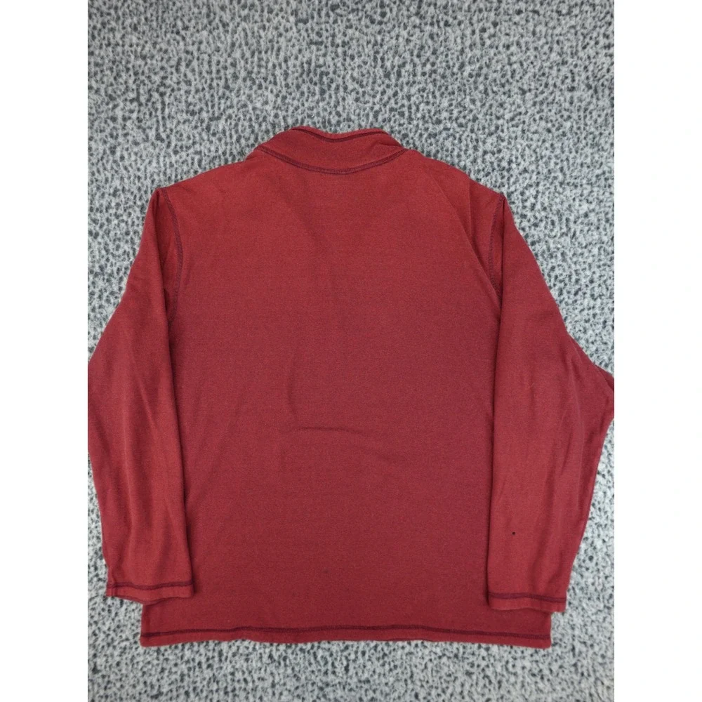 The North Face‎ Quarter Zip Pullover Mens Large Burgundy Red Ribbed Fleece Logo